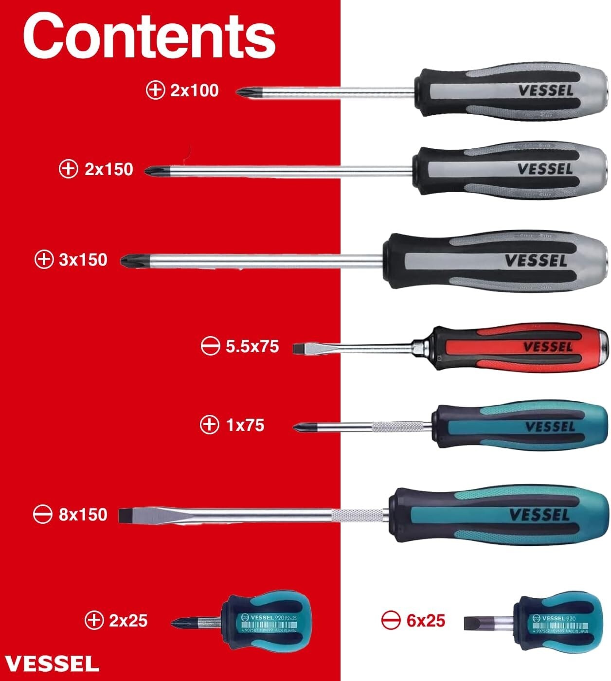 Philips Head 8-Piece Screwdriver Set with Foam Inlay - Comfort Meets Function