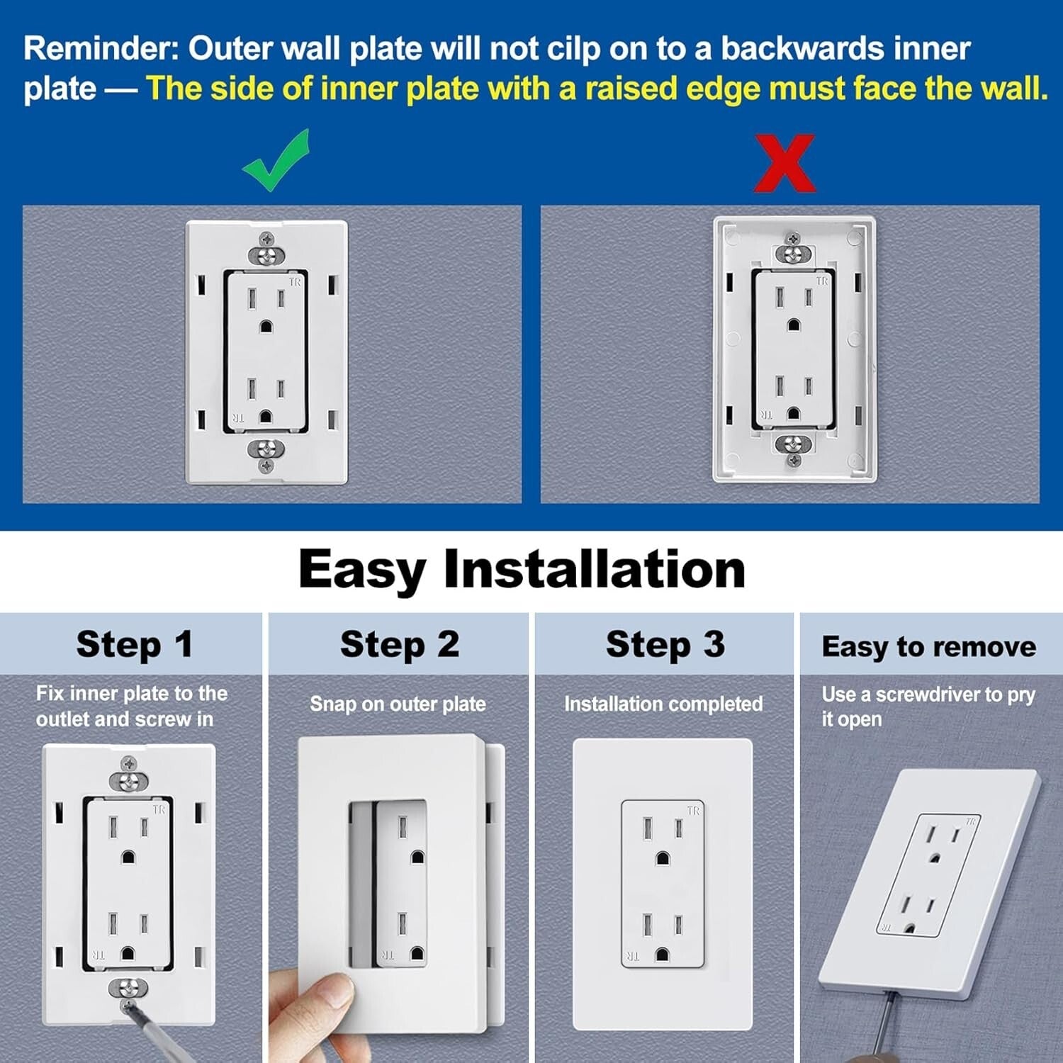 Child-Safe 1-Gang Matte White Wall Plates - 40 Pack, Scratch & Impact Resistant