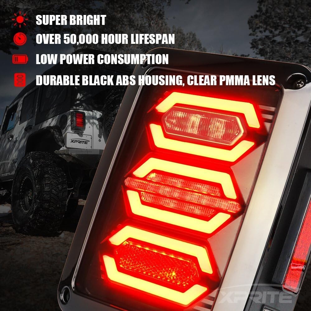 Clear Lens LED Tail Light Assembly with Turn Signal for 2007-2018 Jeep Wrangler