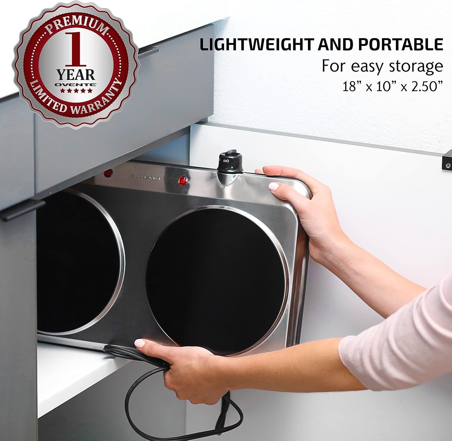 Efficient Double Burner Electric Stove with Easy Clean Glass and Safety Features