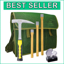 Load image into Gallery viewer, Ergonomic Rock Hammer and Chisel Kit in Tough Musette Bag - Ideal for Beginners