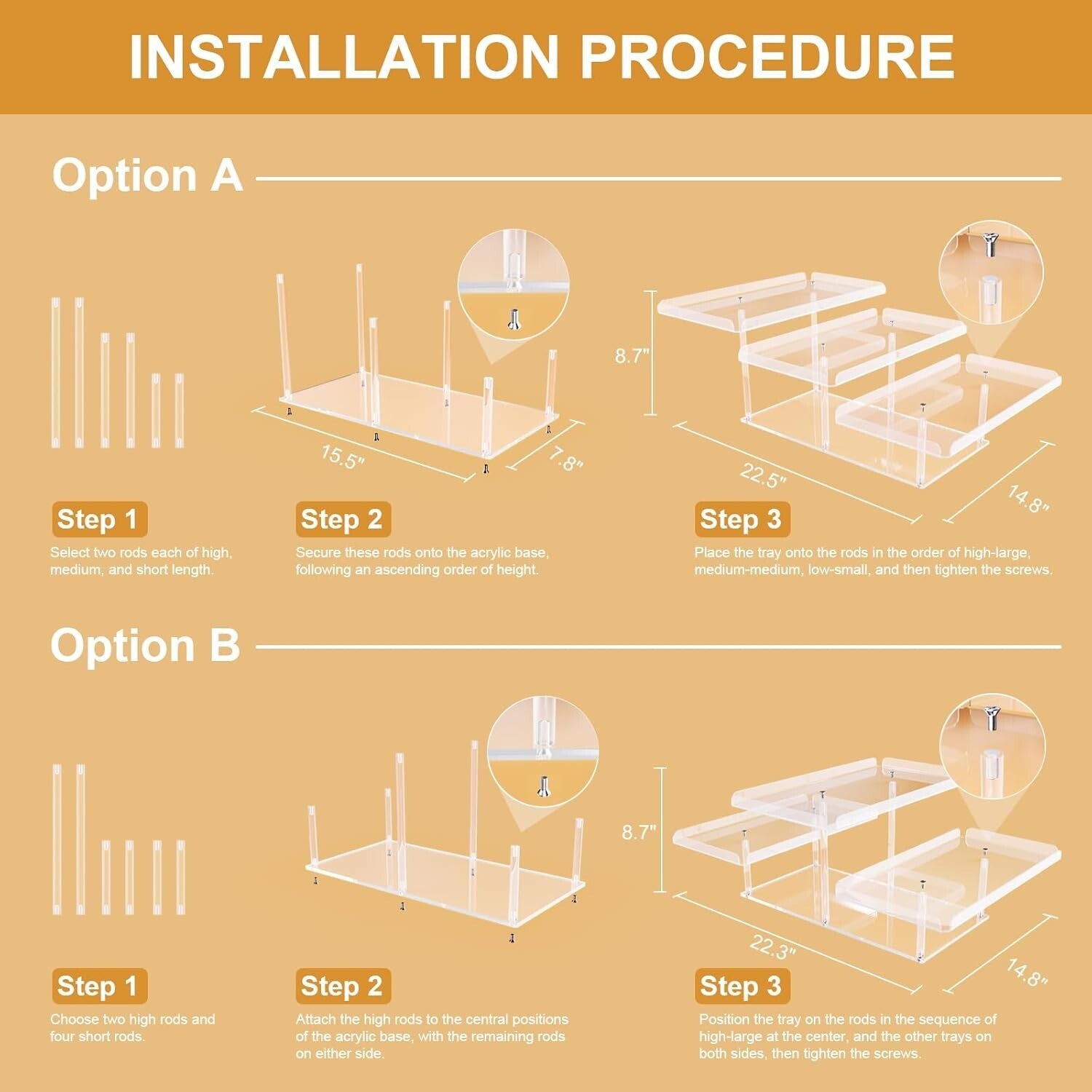 Sophisticated Tiered Dessert Display Stand - Polished Acrylic for Celebrations