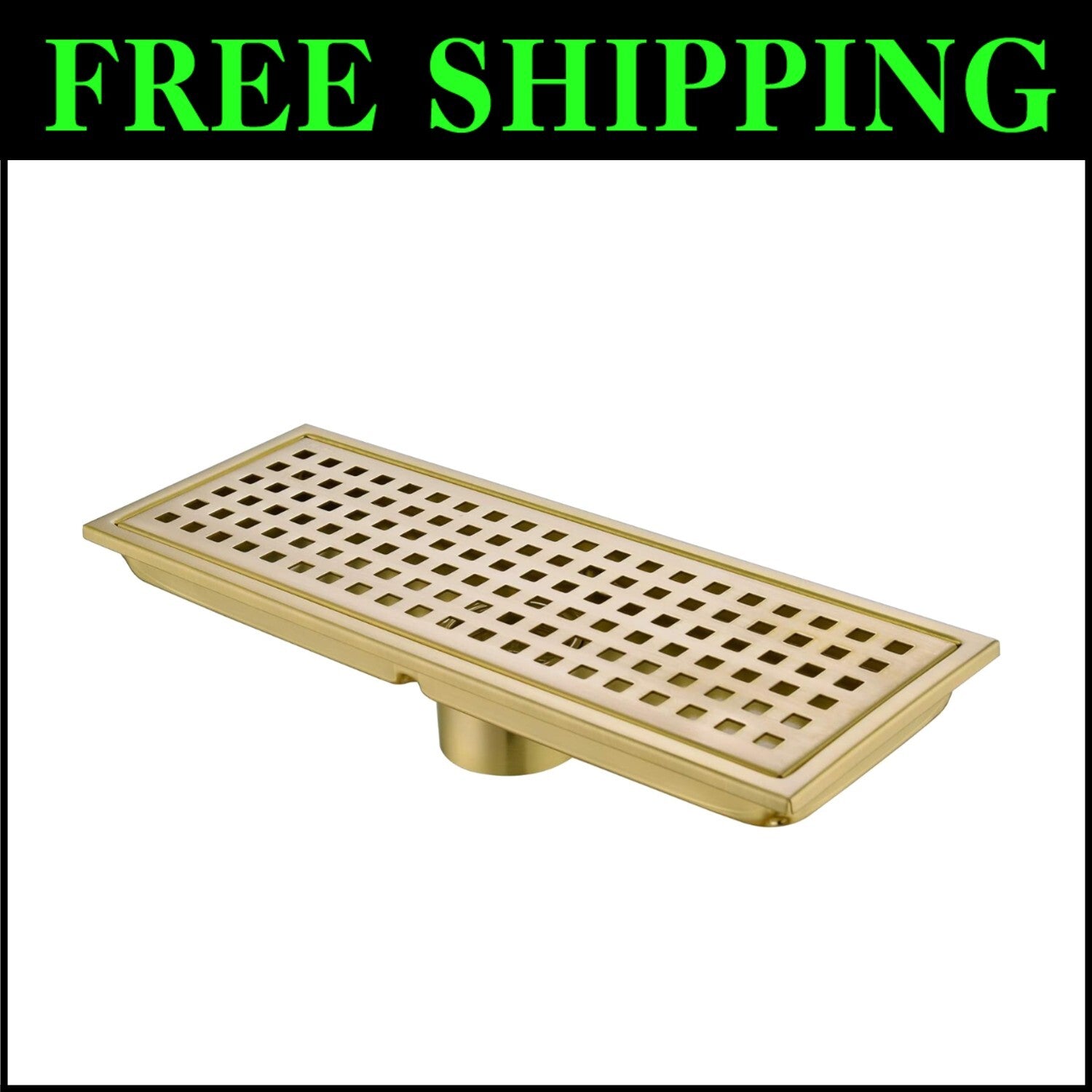 Durable 12 Inch Shower Drain in Brushed Gold - Rustproof Stainless Steel Design