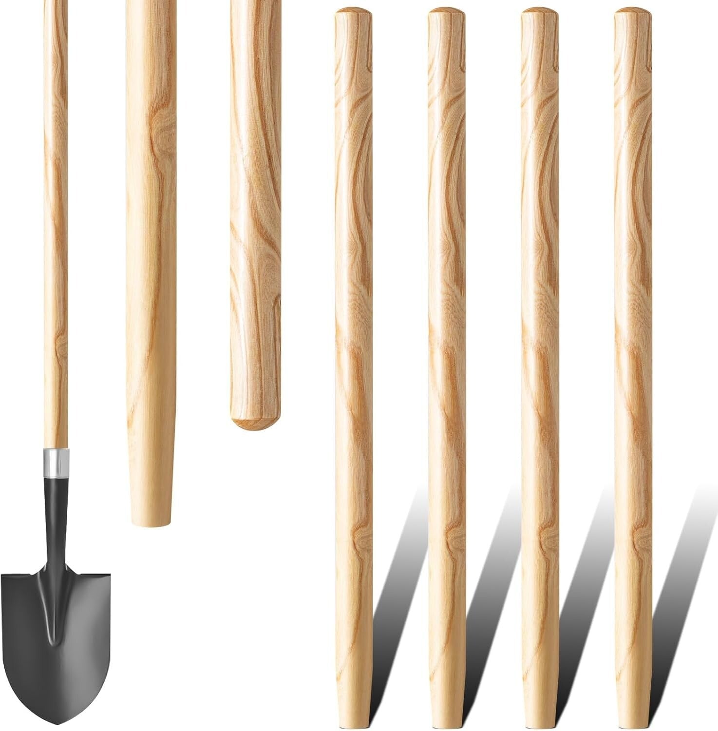 Professionally Crafted Ash Wooden Shovel Replacement Handles – 4 Pack 40.94"