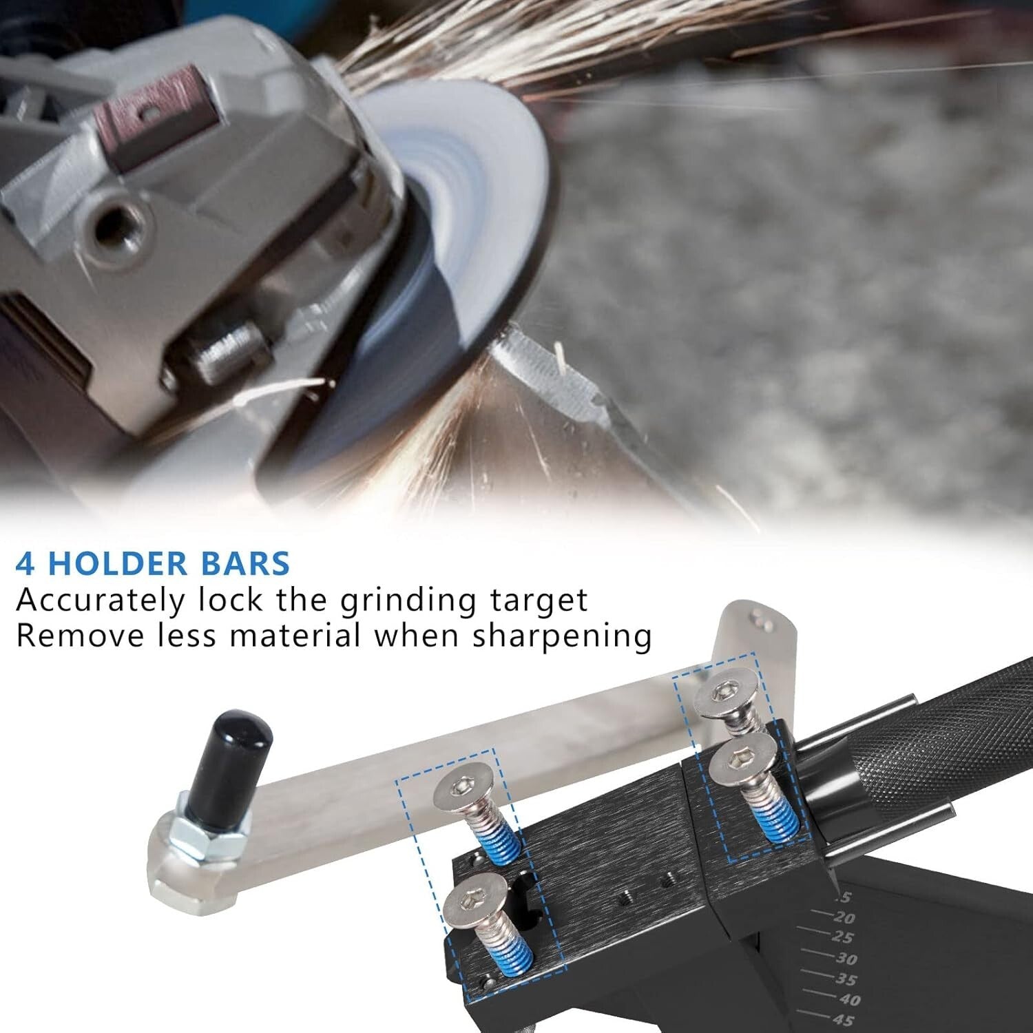 Adjustable 15°-45° Lawn Mower Blade Sharpener - Ergonomic Tool for Professionals