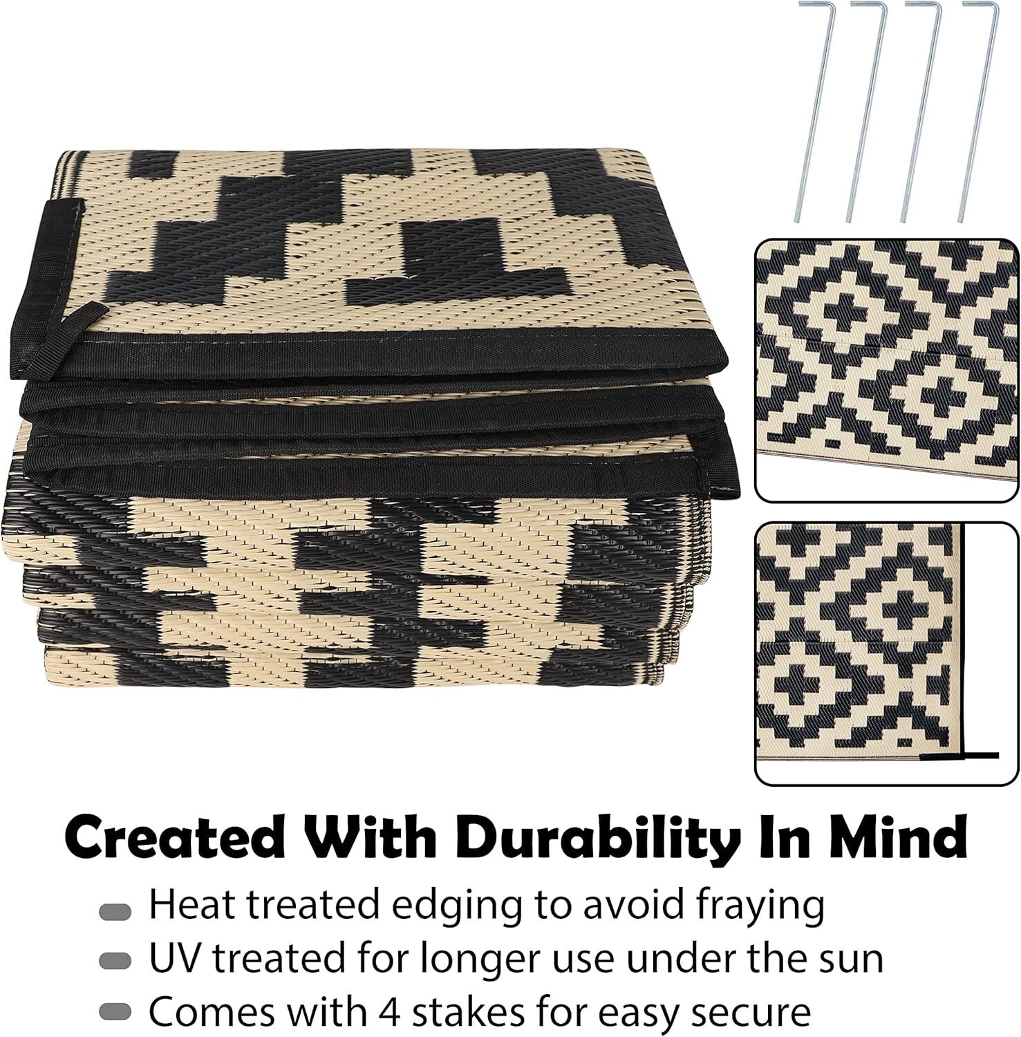 Elegant 6' x 9' Plastic Straw Rug - Reversible for Backyard and Outdoor Spaces