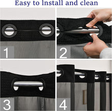 Load image into Gallery viewer, Quick-Dry No Hooks Shower Curtain with Grommet and Liner - 71''W x 86''H Black