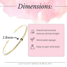 Load image into Gallery viewer, Waterproof Hammered Cuff Bracelet - Lightweight 14K Gold Fill for Everyday Wear