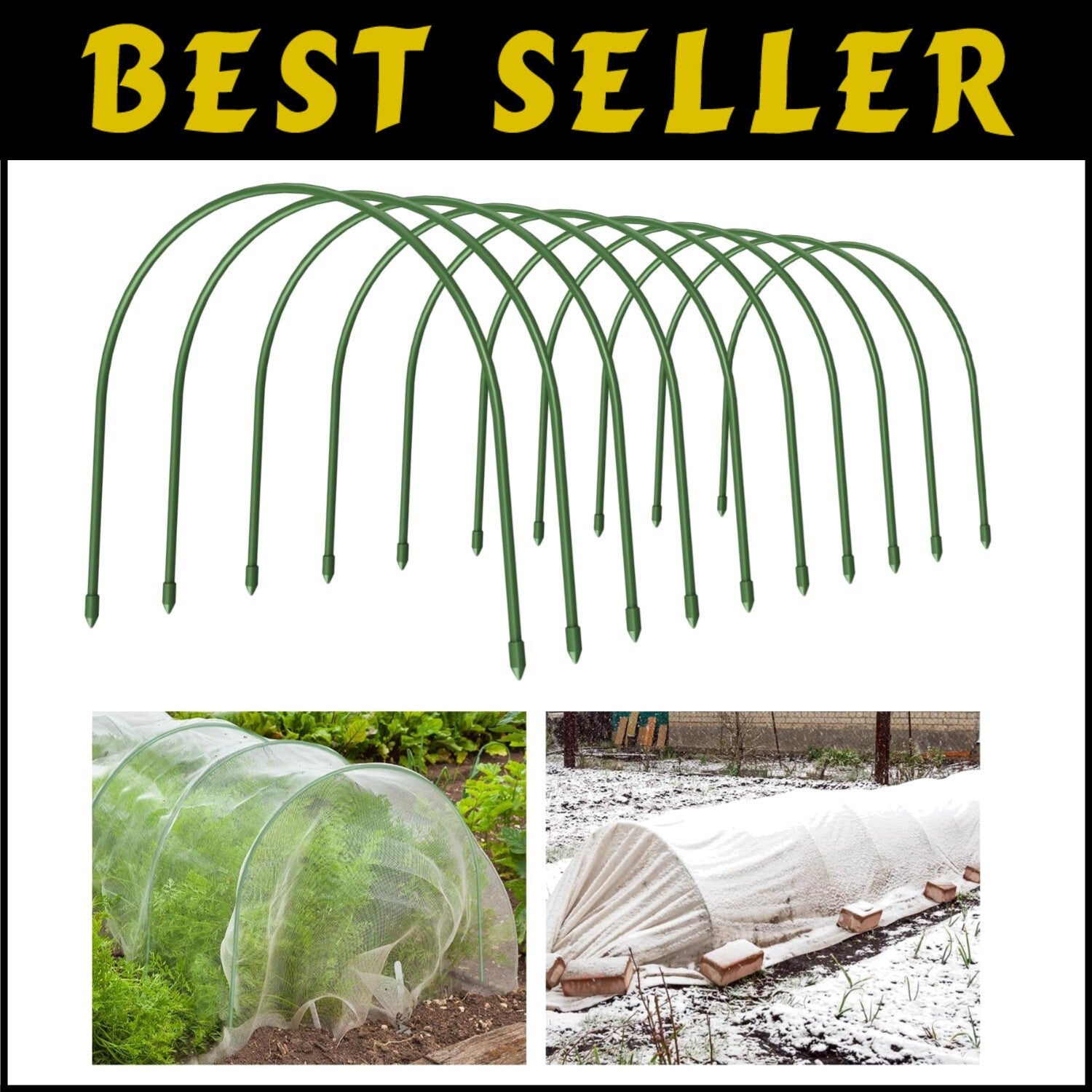 Lightweight 10PC Garden Hoops set, Rust-Free Plant Supports for Easy Gardening