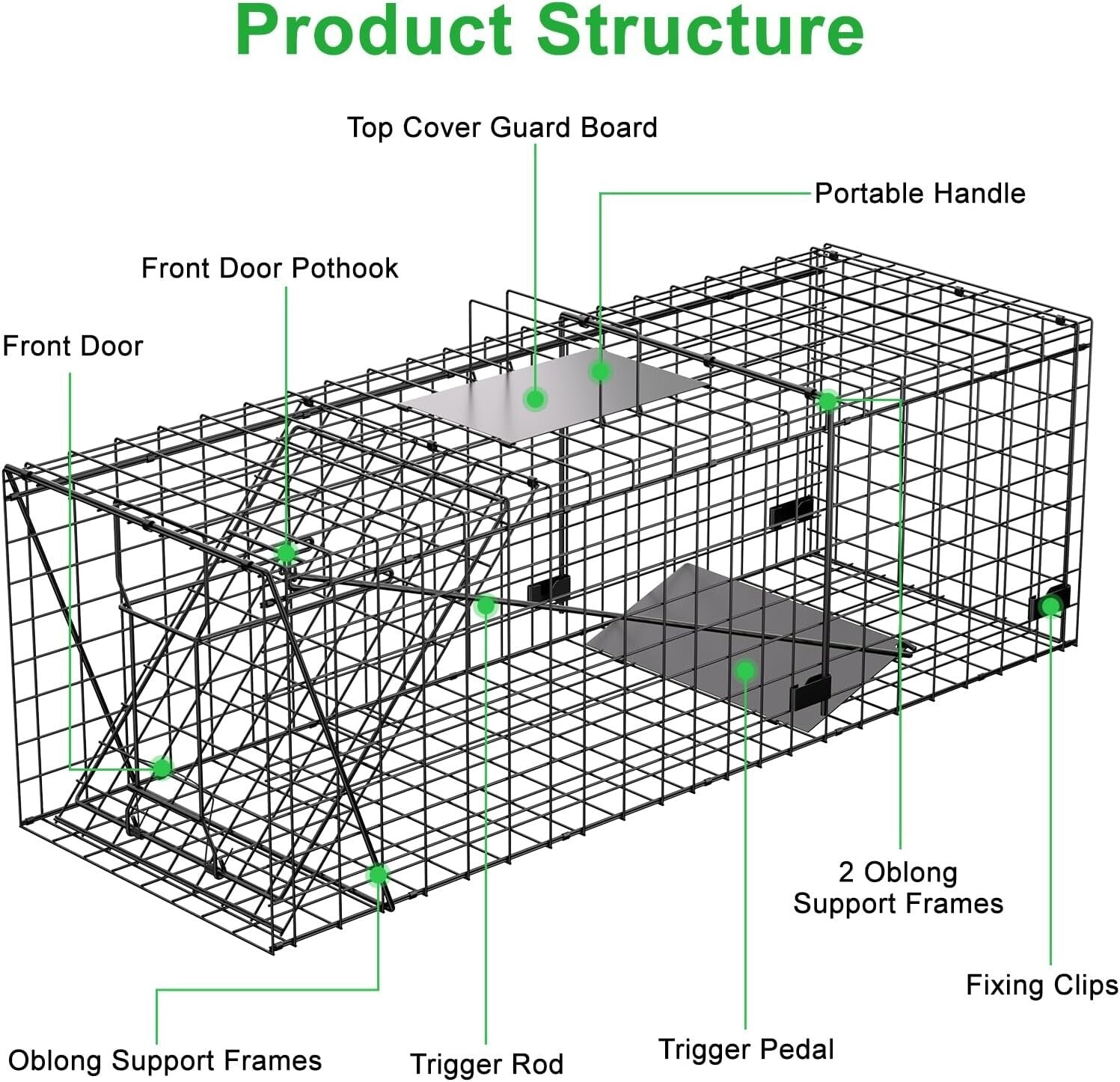 Stainless Steel Large Animal Trap - 51x19x17in for Dogs, Coyotes, Raccoons