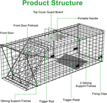 Load image into Gallery viewer, Stainless Steel Large Animal Trap - 51x19x17in for Dogs, Coyotes, Raccoons