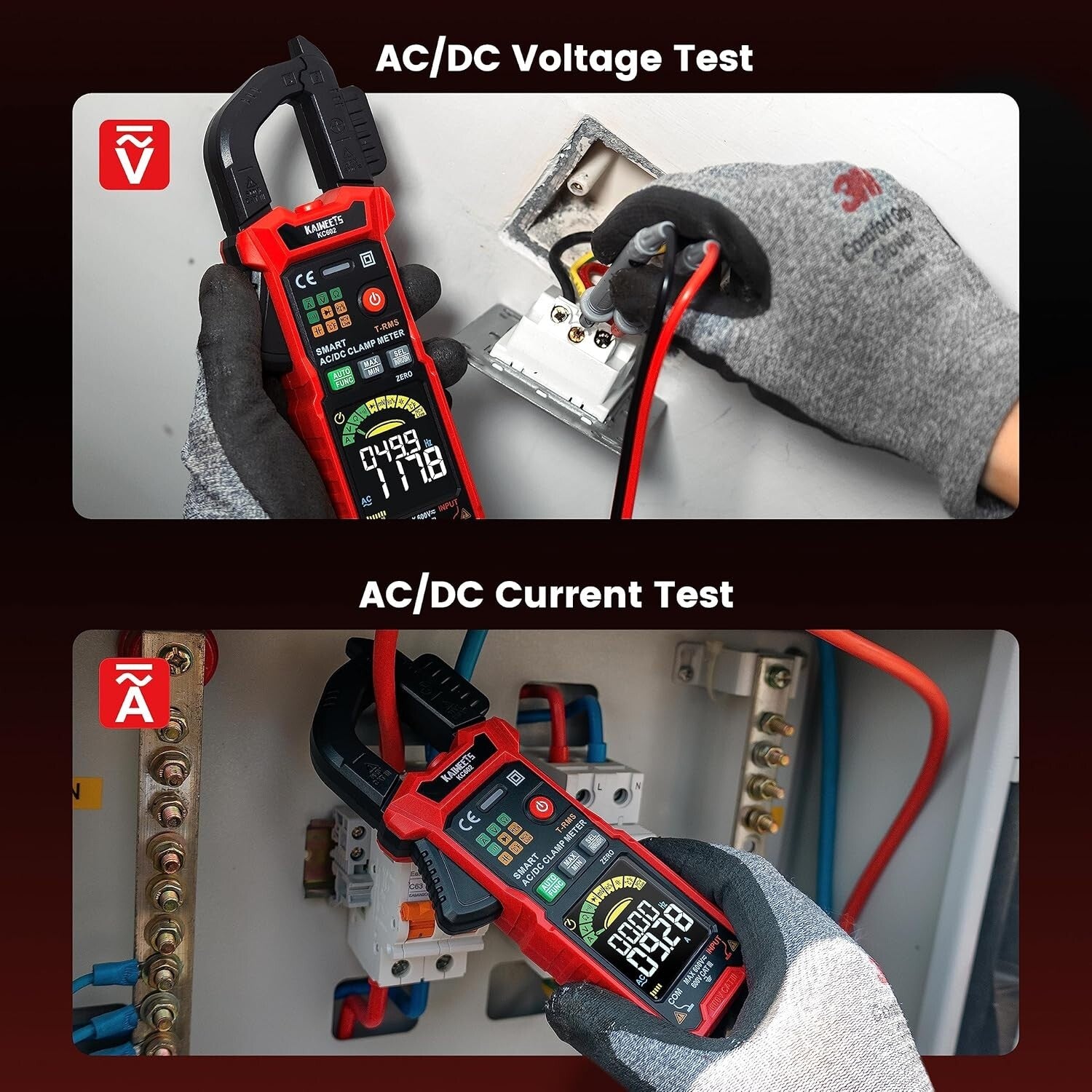 Battery-Powered Clamp Multimeter with Temperature Measurement & Safety Features