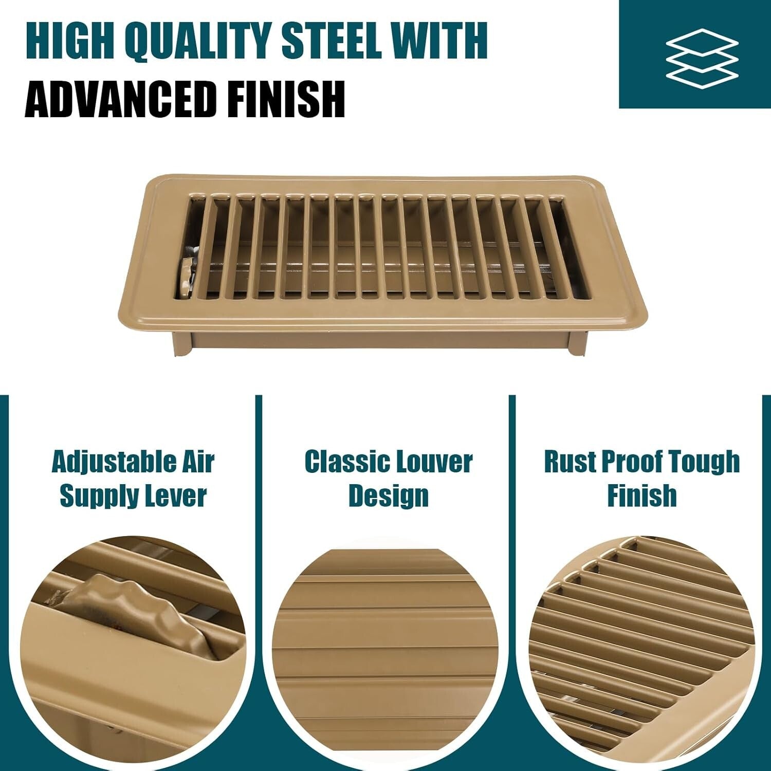 Durable Steel Air Supply Grilles 4x8 - Classic Design, Easy Install, Pack of 4
