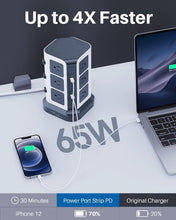 Load image into Gallery viewer, 65W PD Power Strip Tower with 12 AC Outlets &amp; USB Charging for Home Office