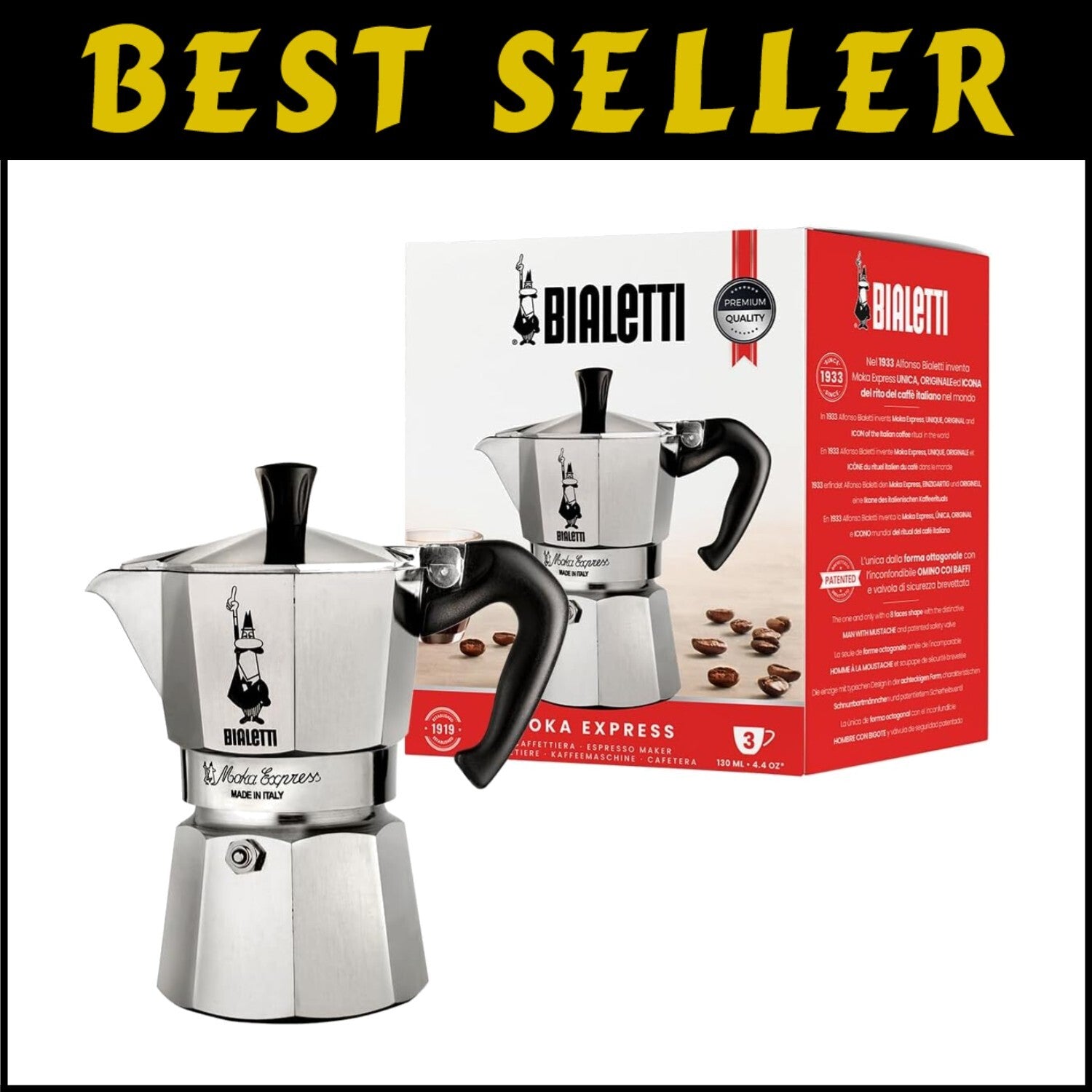 Iconic Moka Pot 3 Cups: Timeless Aluminium Espresso Maker for True Coffee Lovers