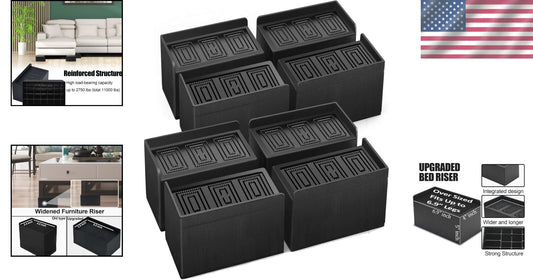 All-in-One Heavy Duty 5-Inch Bed Risers - Versatile 8 Pack for Storage Needs