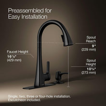 Load image into Gallery viewer, Dual Function Matte Black Kitchen Faucet with Soap Dispenser &amp; Secure Docking