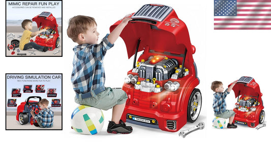 Interactive Red Truck Engine Toy with Lights & Sounds - Educational Fun for Kids
