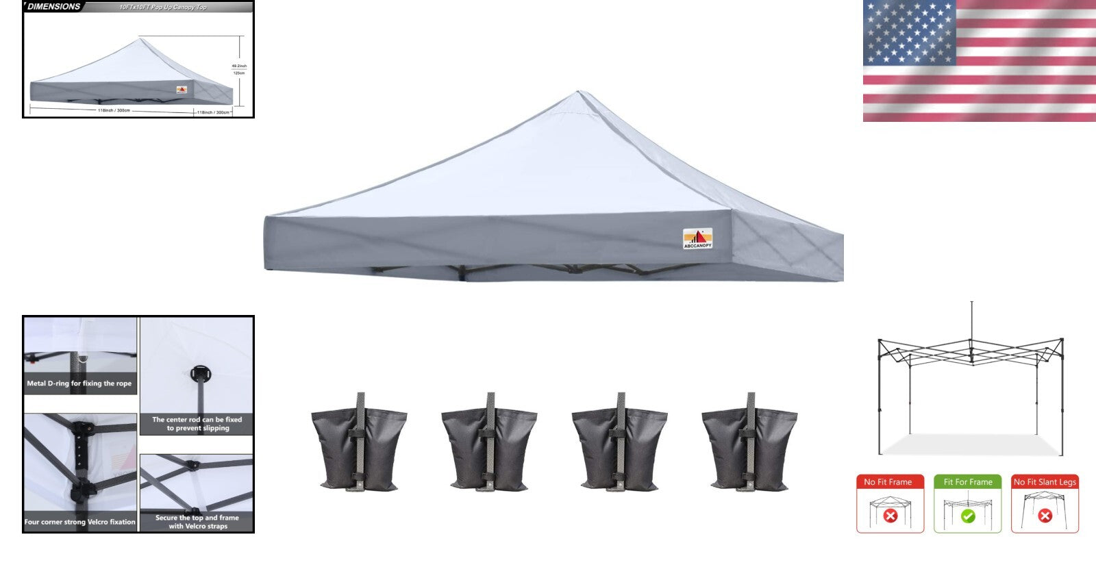 Ultra-Durable Gray Canopy Replacement for 10x10 Tents - UV Protection Included