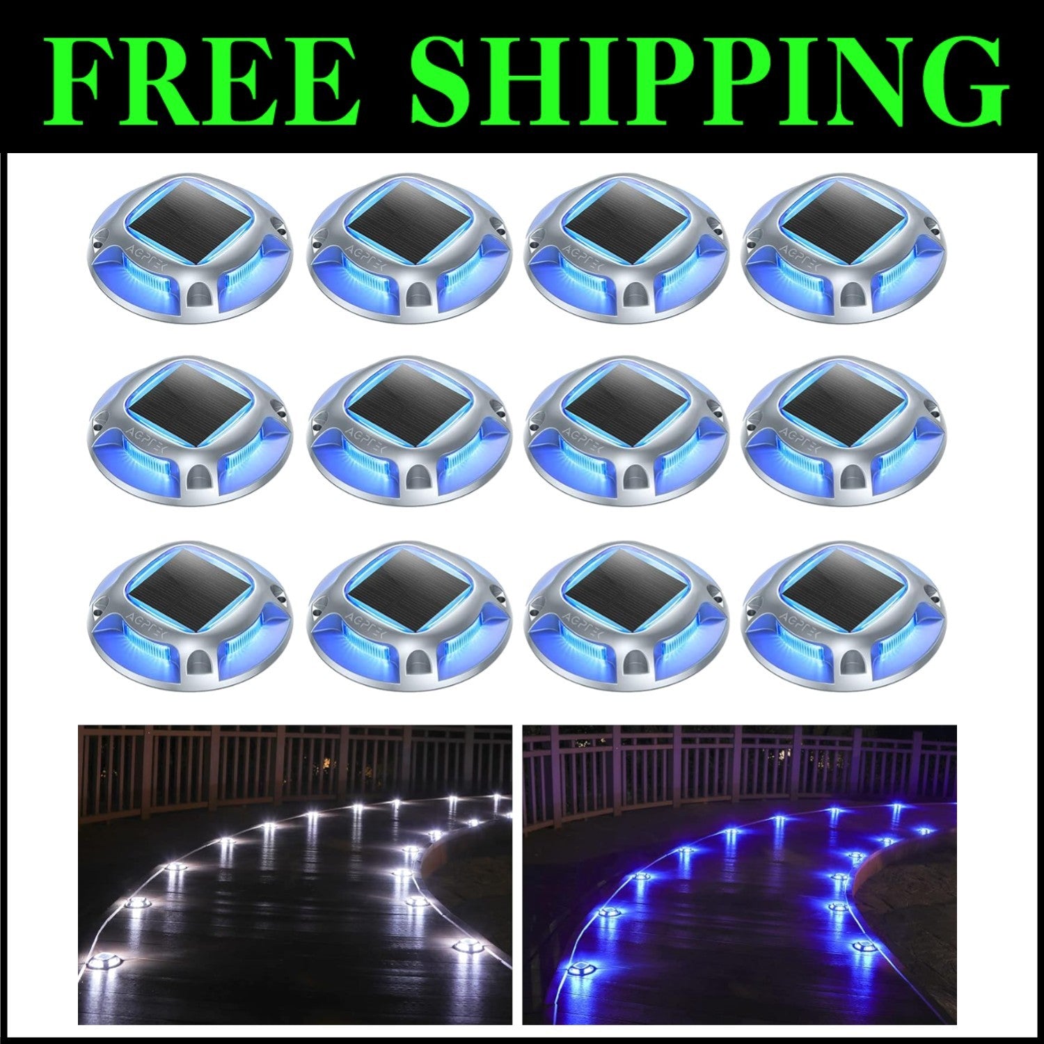 Aluminum Solar Driveway Lights 12-Pack - Durable & Long-Lasting Illumination