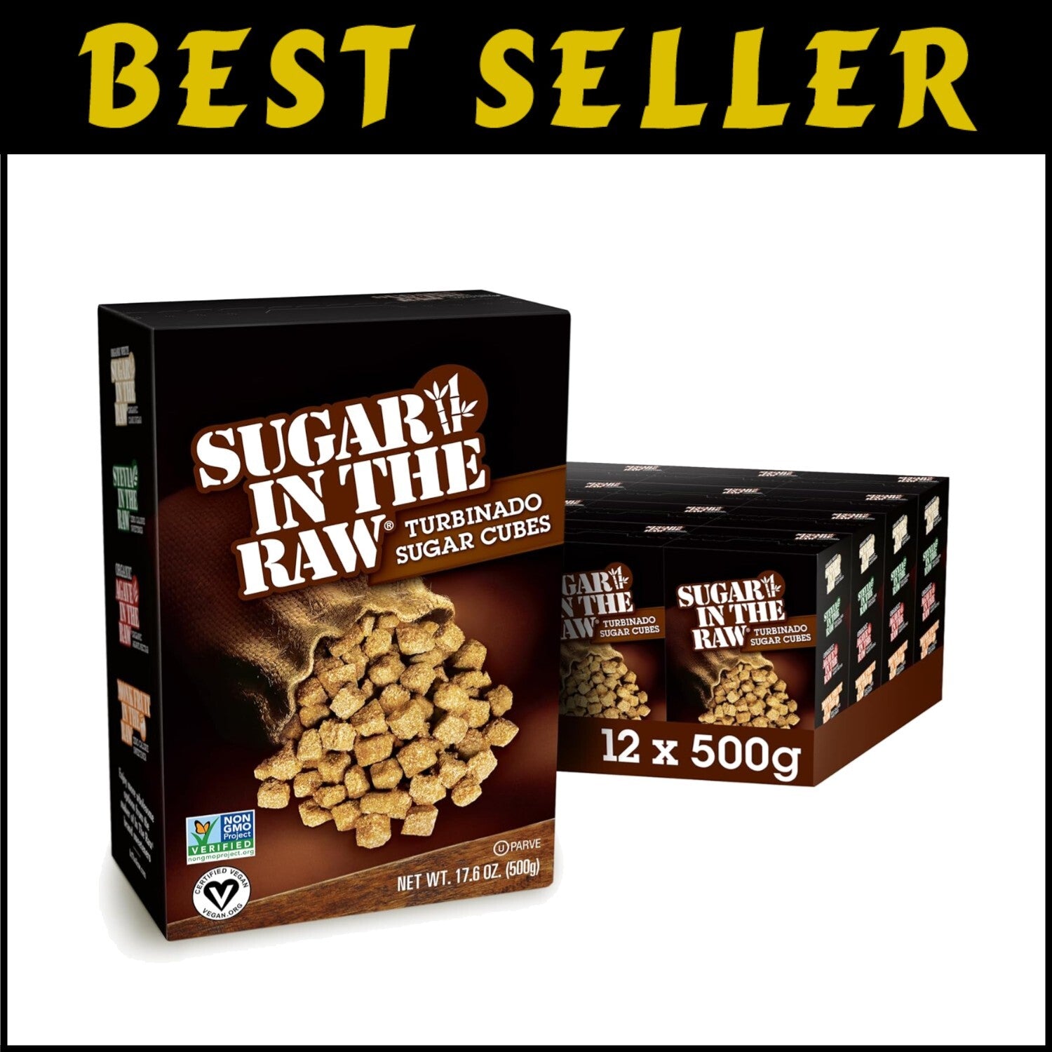 Turbinado Cane Sugar Cubes - Pure Natural Sweetener for Coffee & Tea, 25-Count