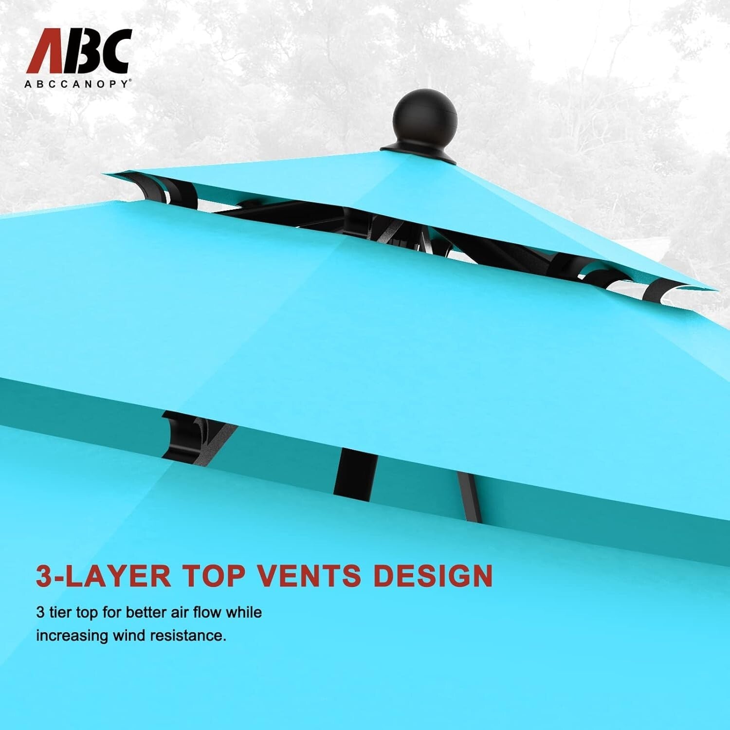 9FT Waterproof Patio Umbrella - 3-Tier Turquoise Shade for Outdoor Relaxation