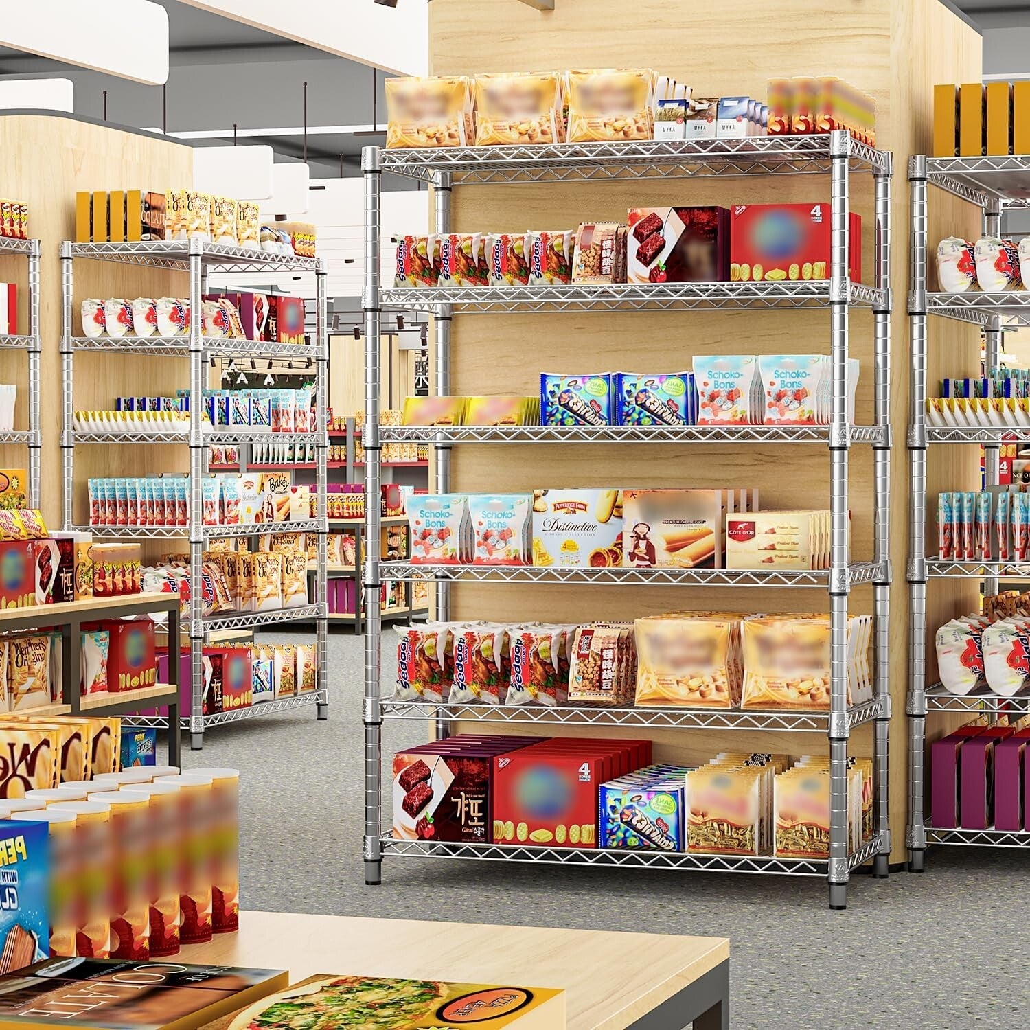 Durable 4080 lbs Wire Shelves - 6-Tier Organizer for Kitchen, Garage & Office