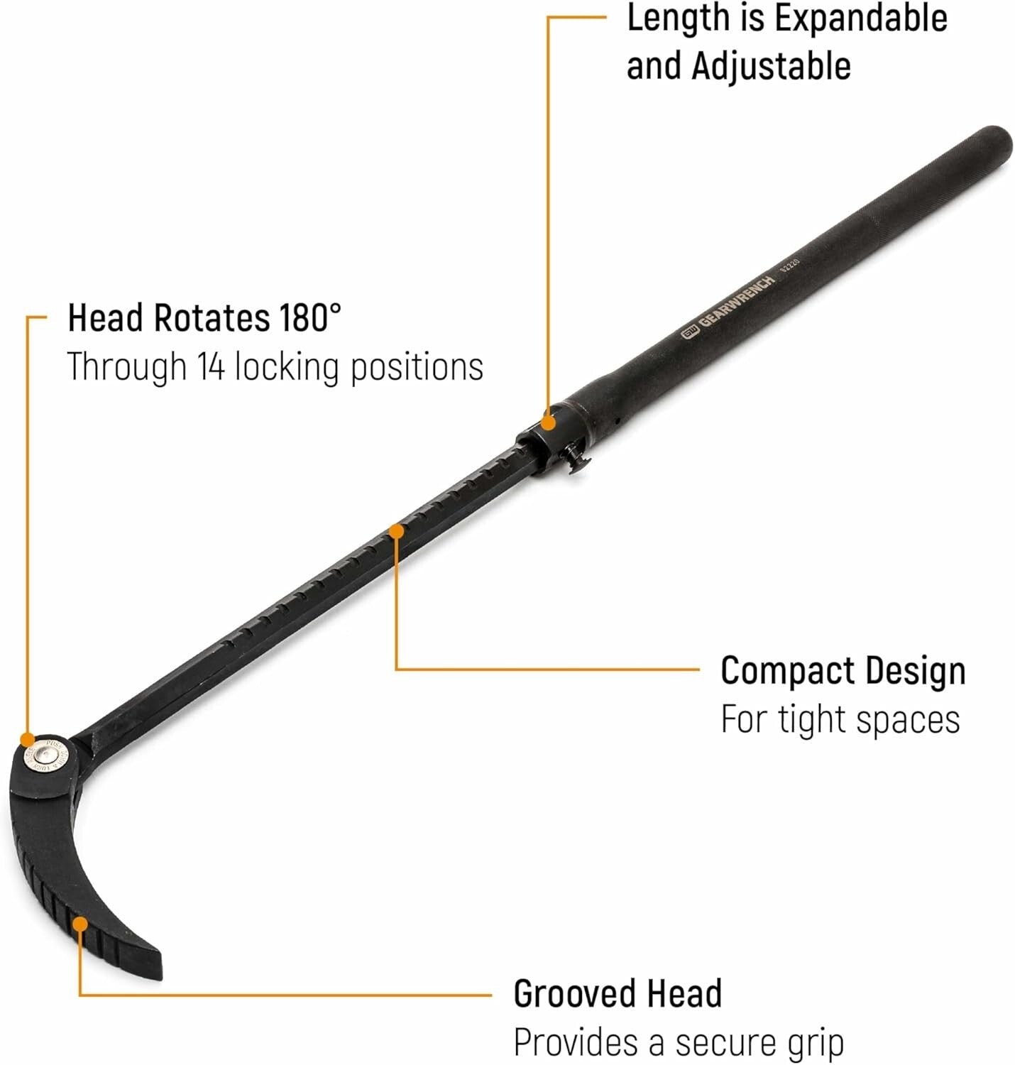 29-48" Extendable Indexing Pry Bar with 14 Locking Positions for Professionals