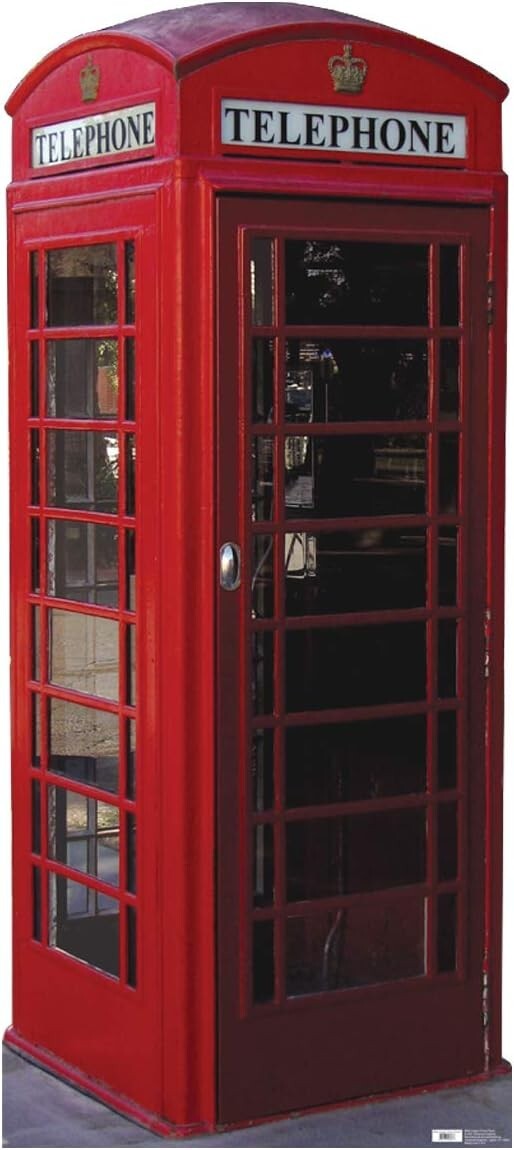 Vibrant English Phone Booth Cardboard Cutout – Ideal for Children's Parties