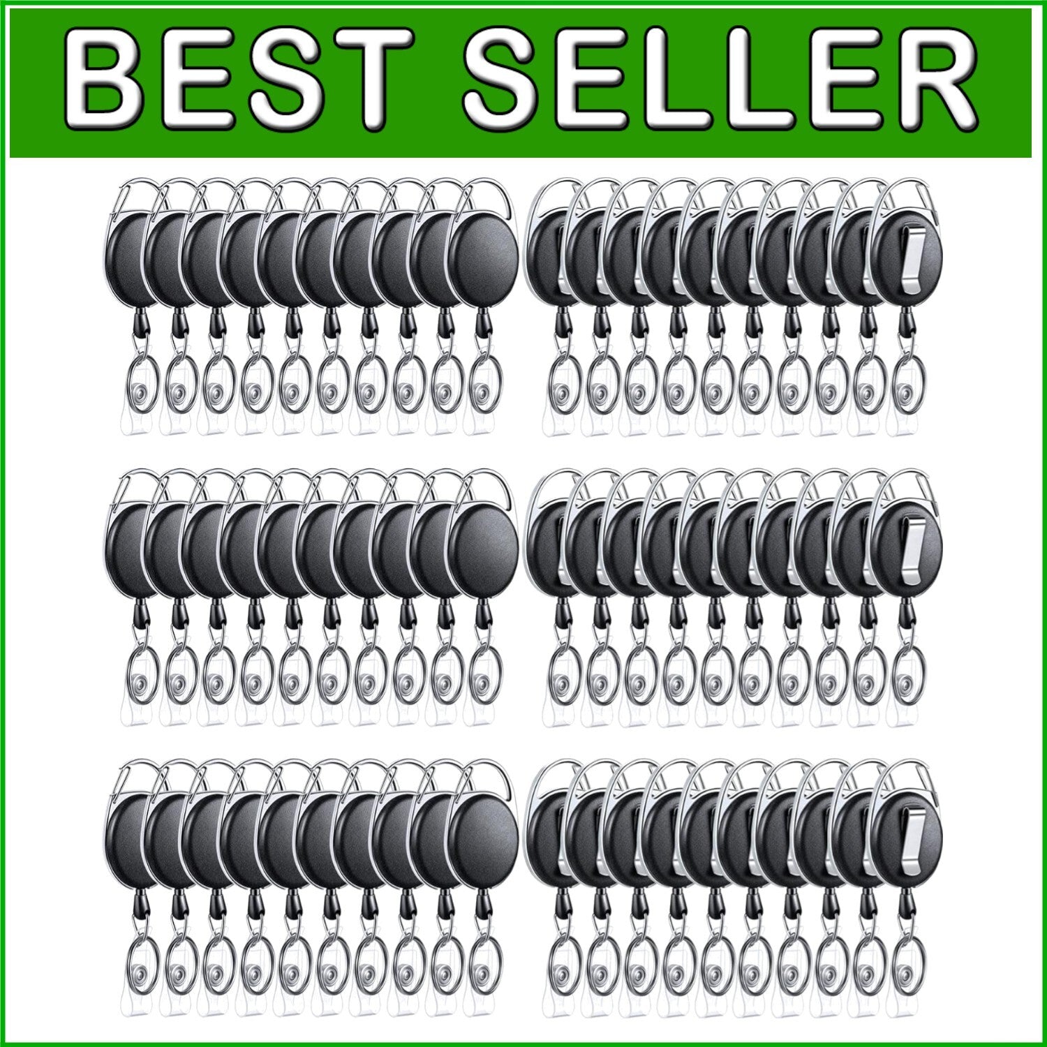 Versatile 80 Pack Retractable ID Badge Reels - Perfect for Office & Healthcare