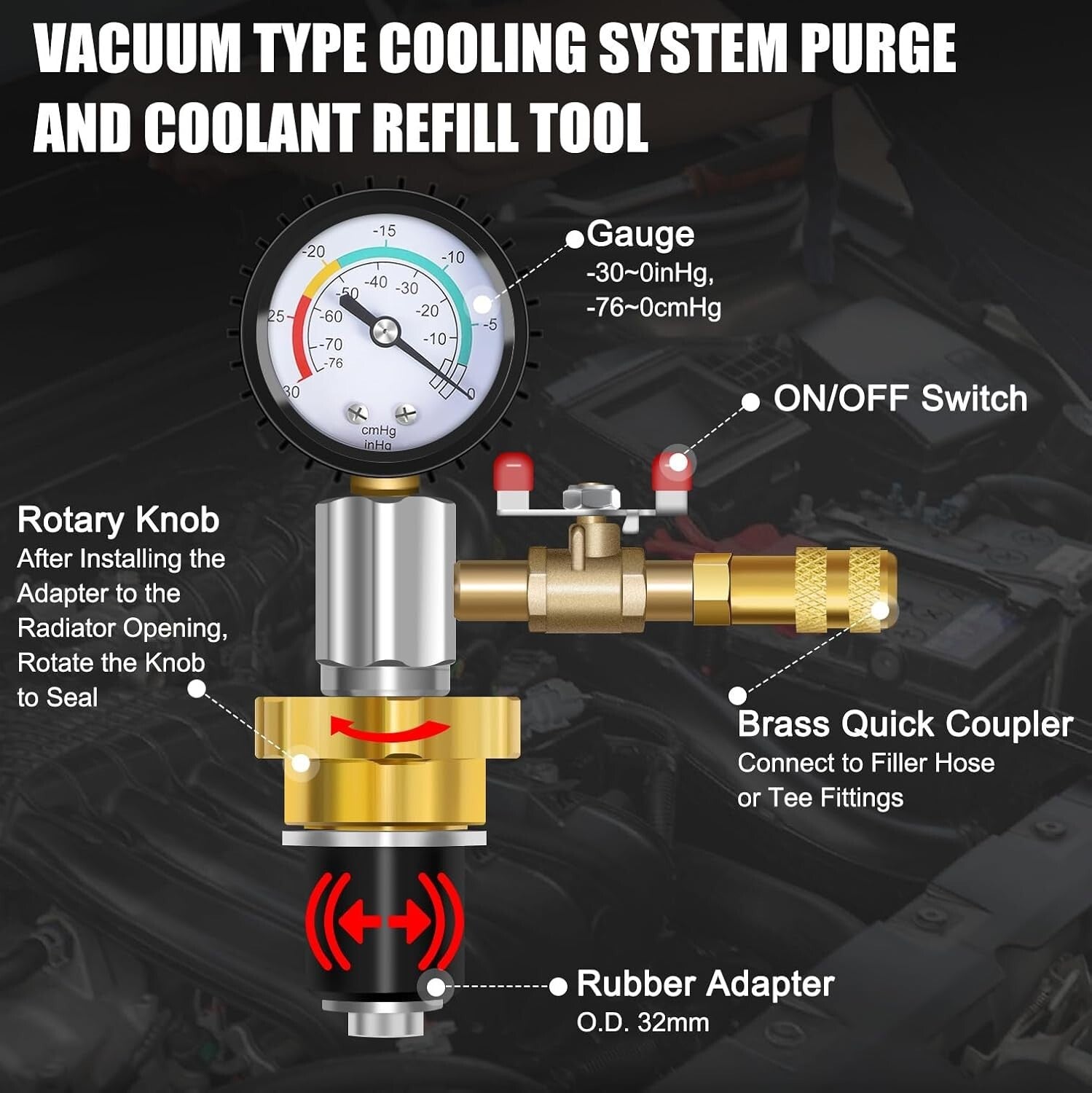 Professional Coolant Filling Tool Kit - Pneumatic System for Rapid Radiator Care