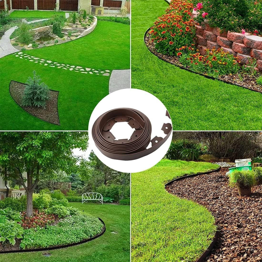 66FT Flexible Brown Garden Edging - Extra Tall 4IN for Stylish Lawn Borders