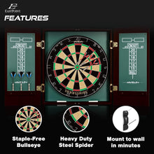 Load image into Gallery viewer, High-Density Sisal Bristle Dartboard &amp; Cabinet - Self-Healing &amp; Rotating Ring