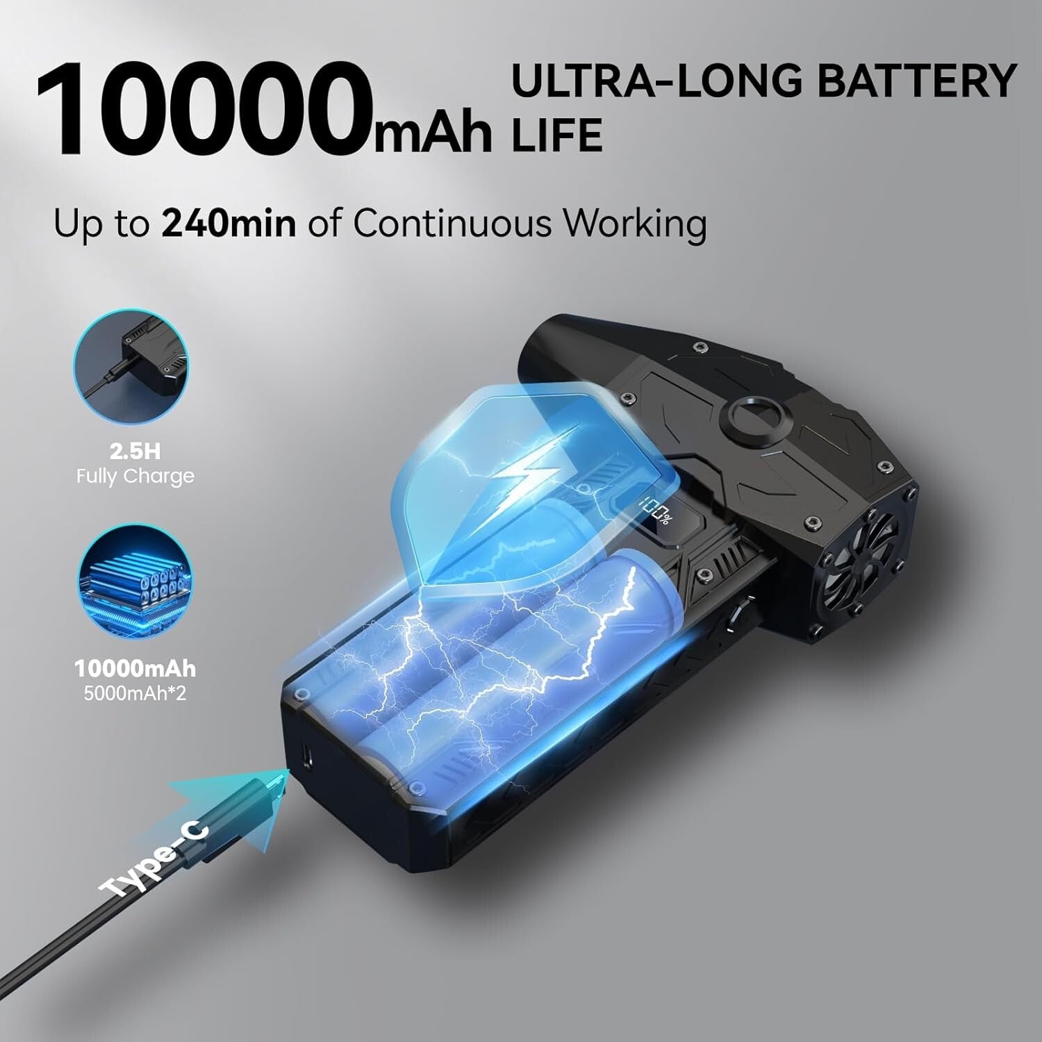 Compact 350,000RPM Air Duster - Rechargeable Jet Blower for Electronics Cleaning