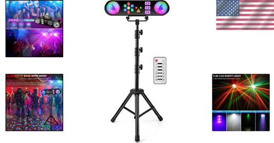 5-in-1 DJ Lights with Sound Activation & Tripod Stand for Ultimate Parties