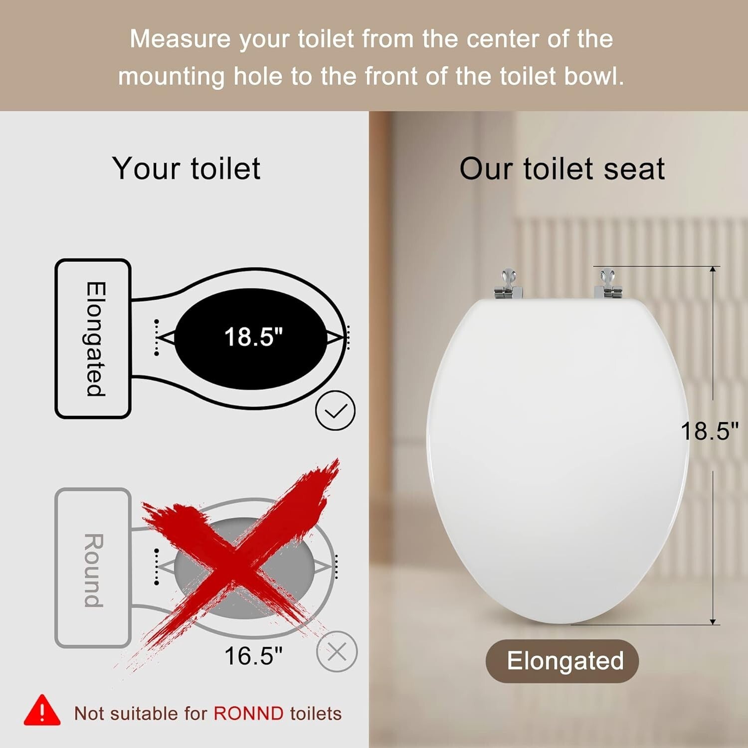 Elegant Elongated White Toilet Seat in Durable Natural Wood with Zinc Hinges