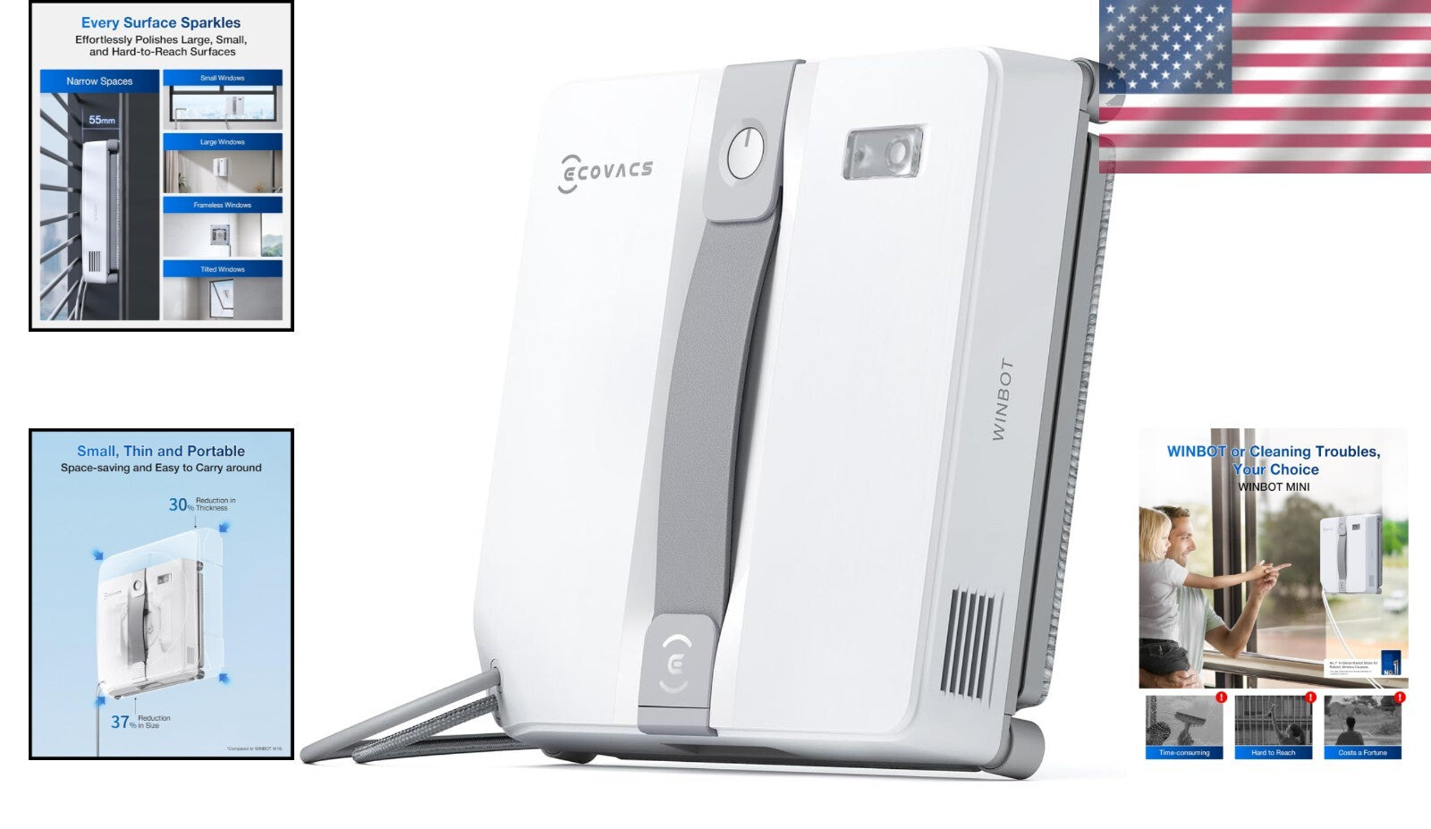 Effortless Cleaning with Ultrasonic Window Robot - Compact & Intelligent Design