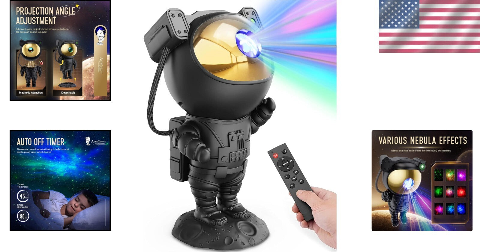Astronaut Star Projector Night Light with 9 Nebula Effects and Remote Control