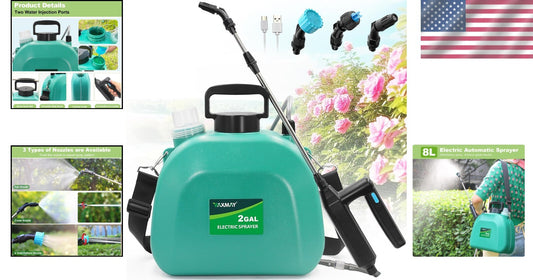 Powerful Battery-Powered Electric Sprayer 2 Gallon with Adjustable Nozzles