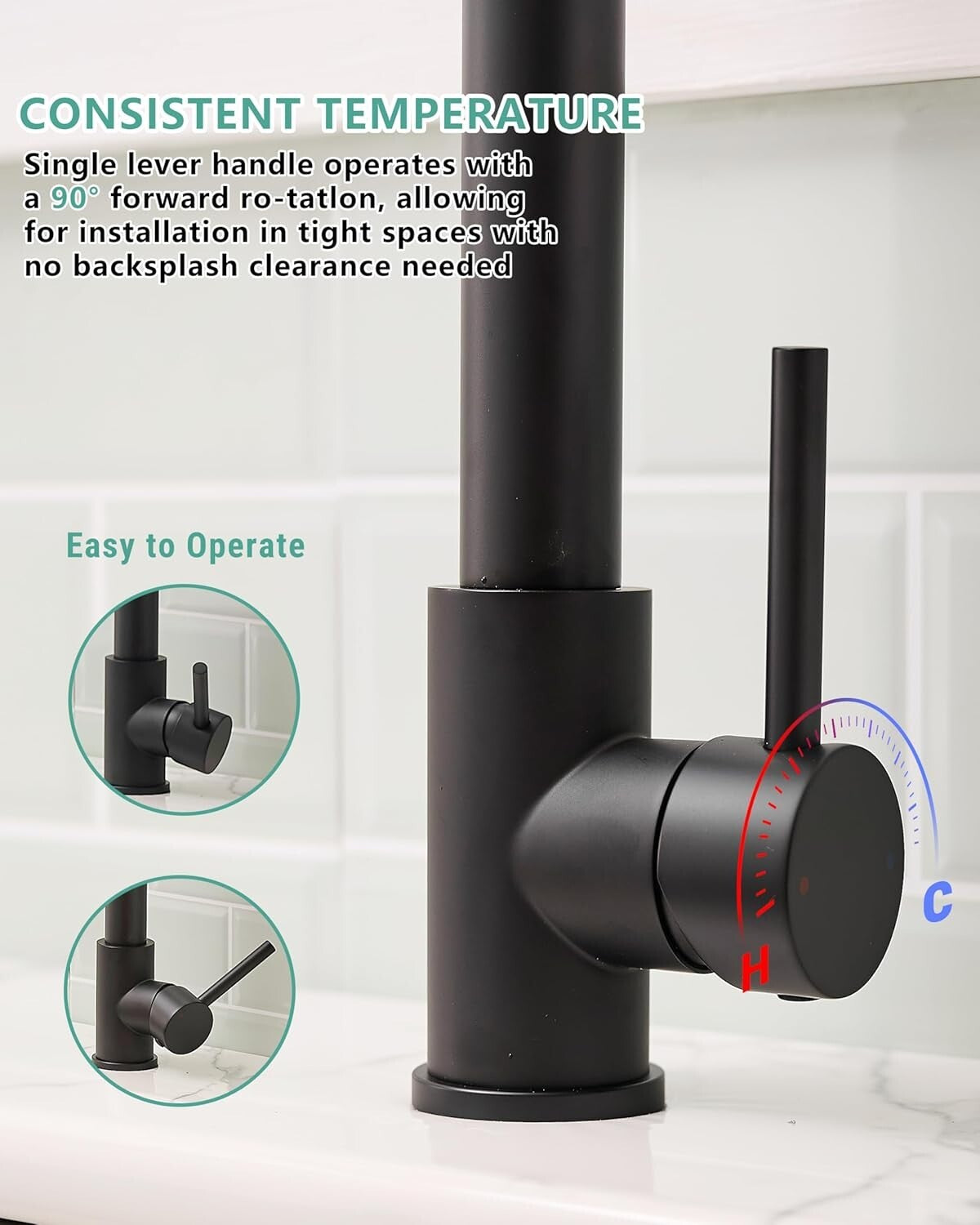 Elegant Matte Black Gooseneck Faucet with Pull Down Sprayer for Modern Kitchens