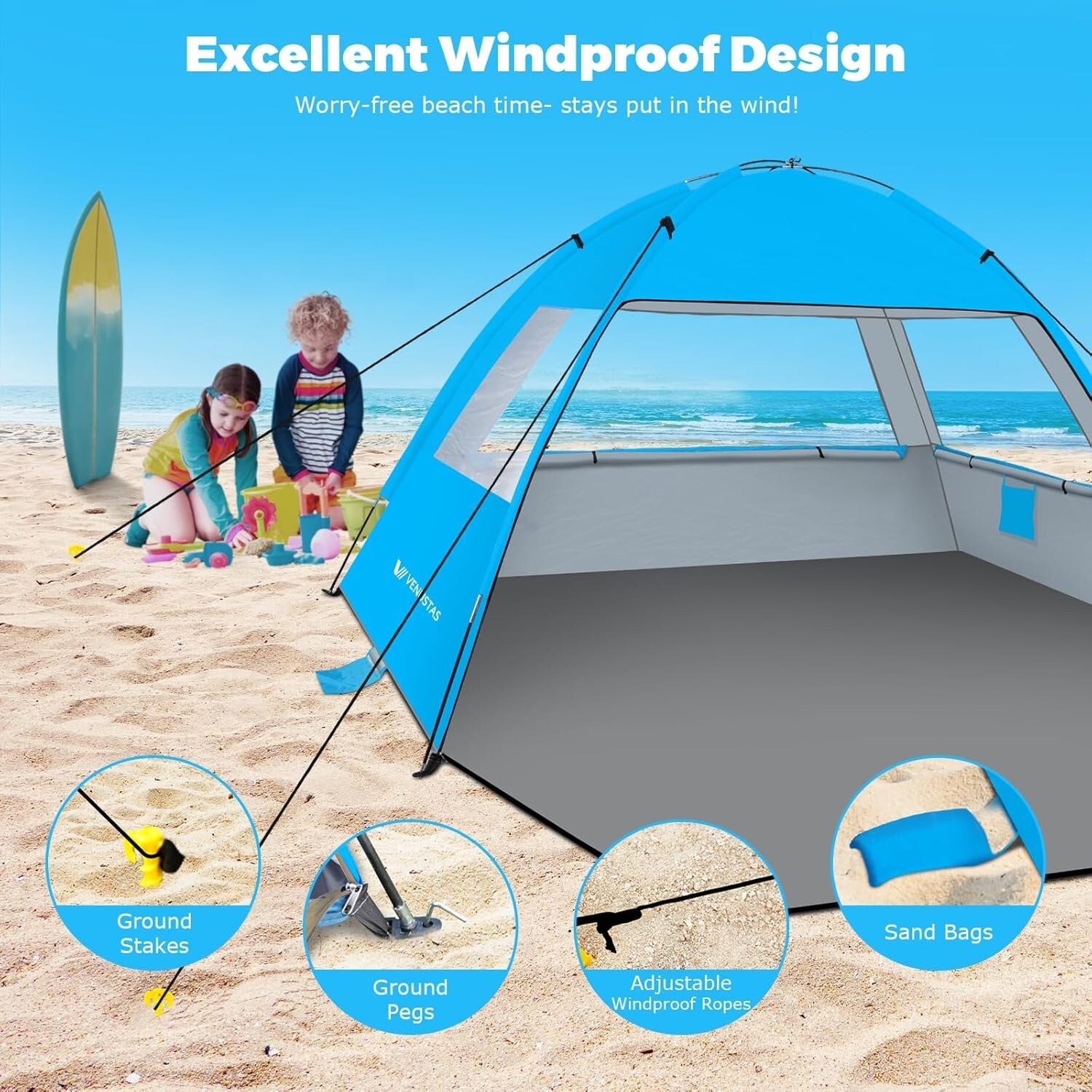 Durable Fiberglass Beach Canopy with Privacy Curtains for Outdoor Adventures