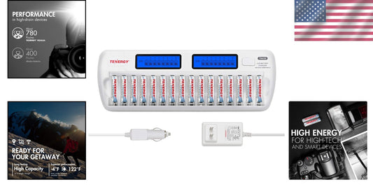 Eco-Friendly 16-Slot Smart Battery Charger + 16 High-Capacity AAA Rechargeables