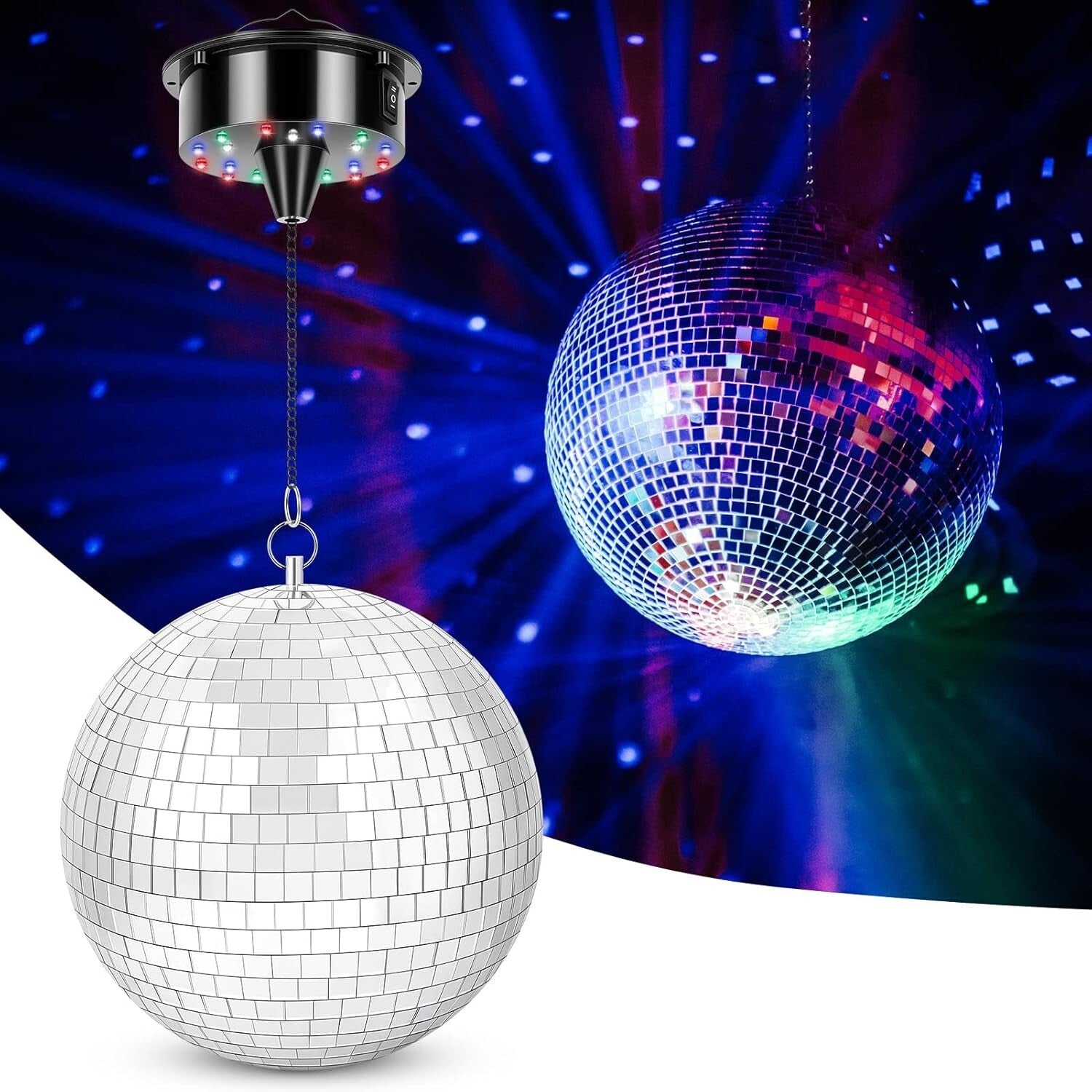 Fun Disco Mirror Ball with 18 LEDs & 6RPM Motor - Perfect for Parties & Clubs