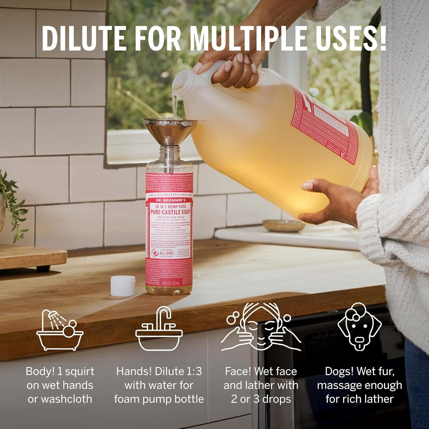 1 Gallon Magic Soap Pure-Castile Liquid Soap Rose - Organic, Vegan & Versatile