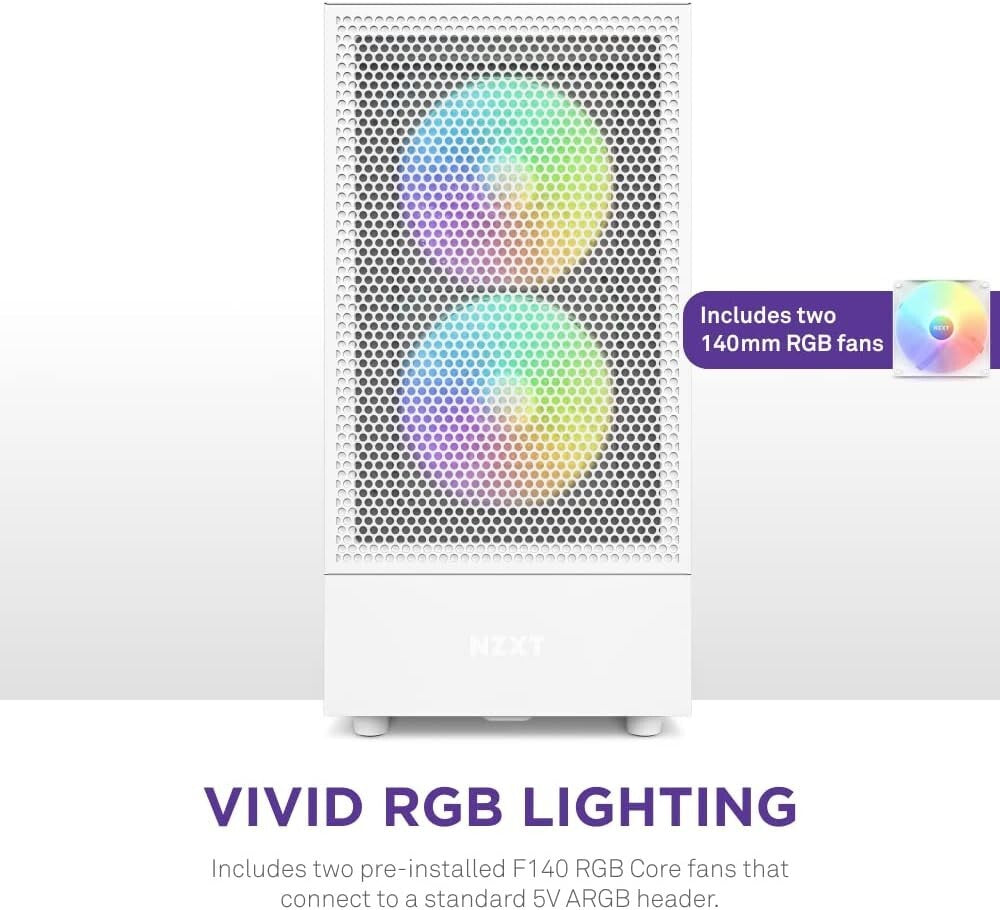 Elegant White Gaming Case for ATX Builds: RGB Lights & Optimized Cooling