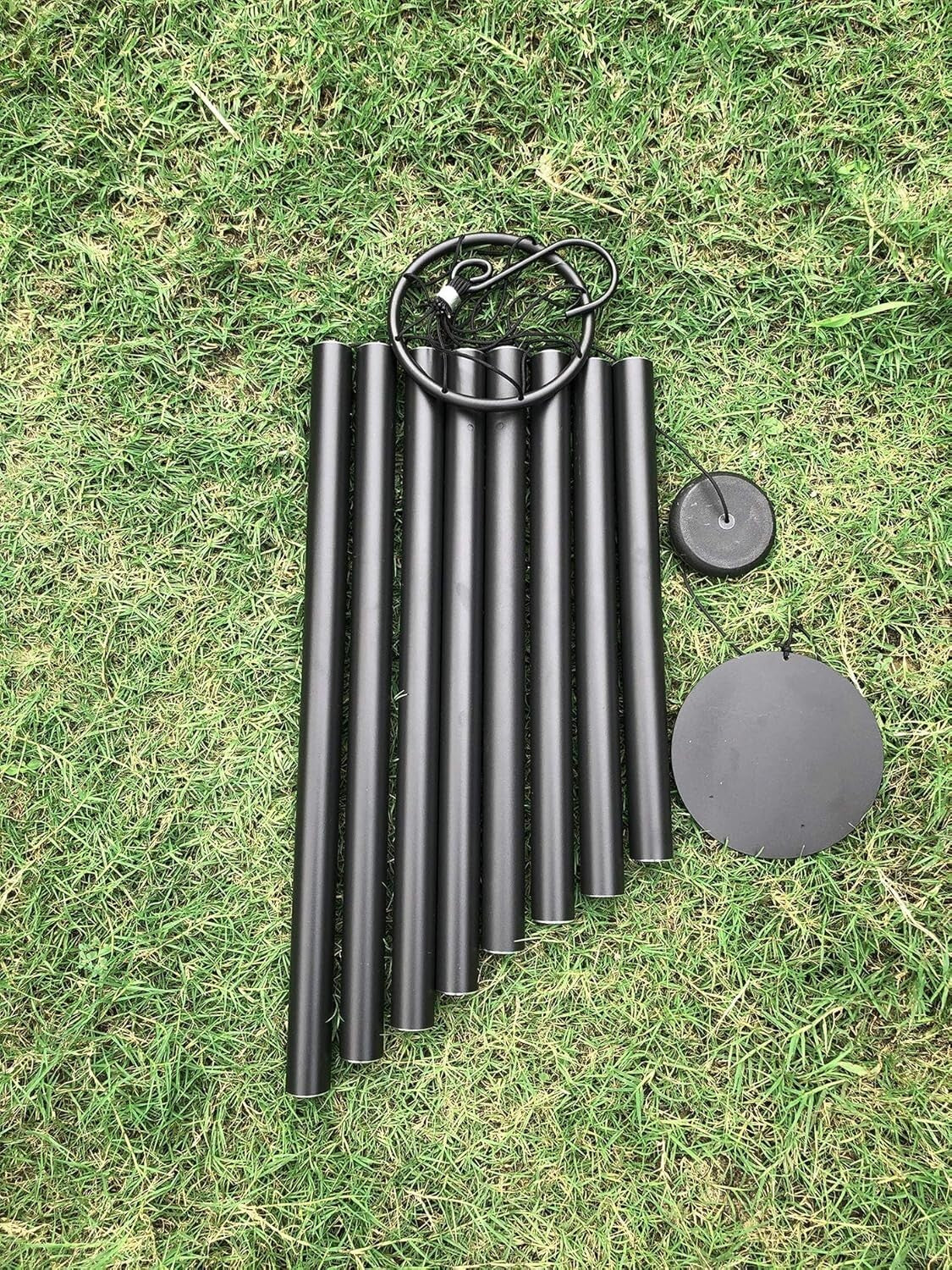 Elegant Black Wind Chimes 38” - Waterproof, Adjustable for Gardens & Memorials