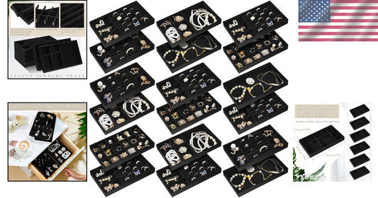 Versatile Stackable Velvet Jewelry Organizer - 18 Tray Set for All Occasions