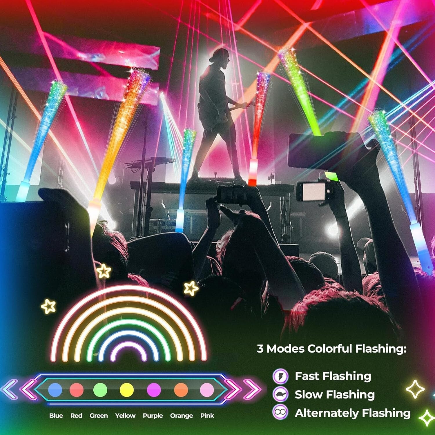 100 PCS LED Glow Fiber Wands - Ultimate Party Supplies for Vibrant Celebrations