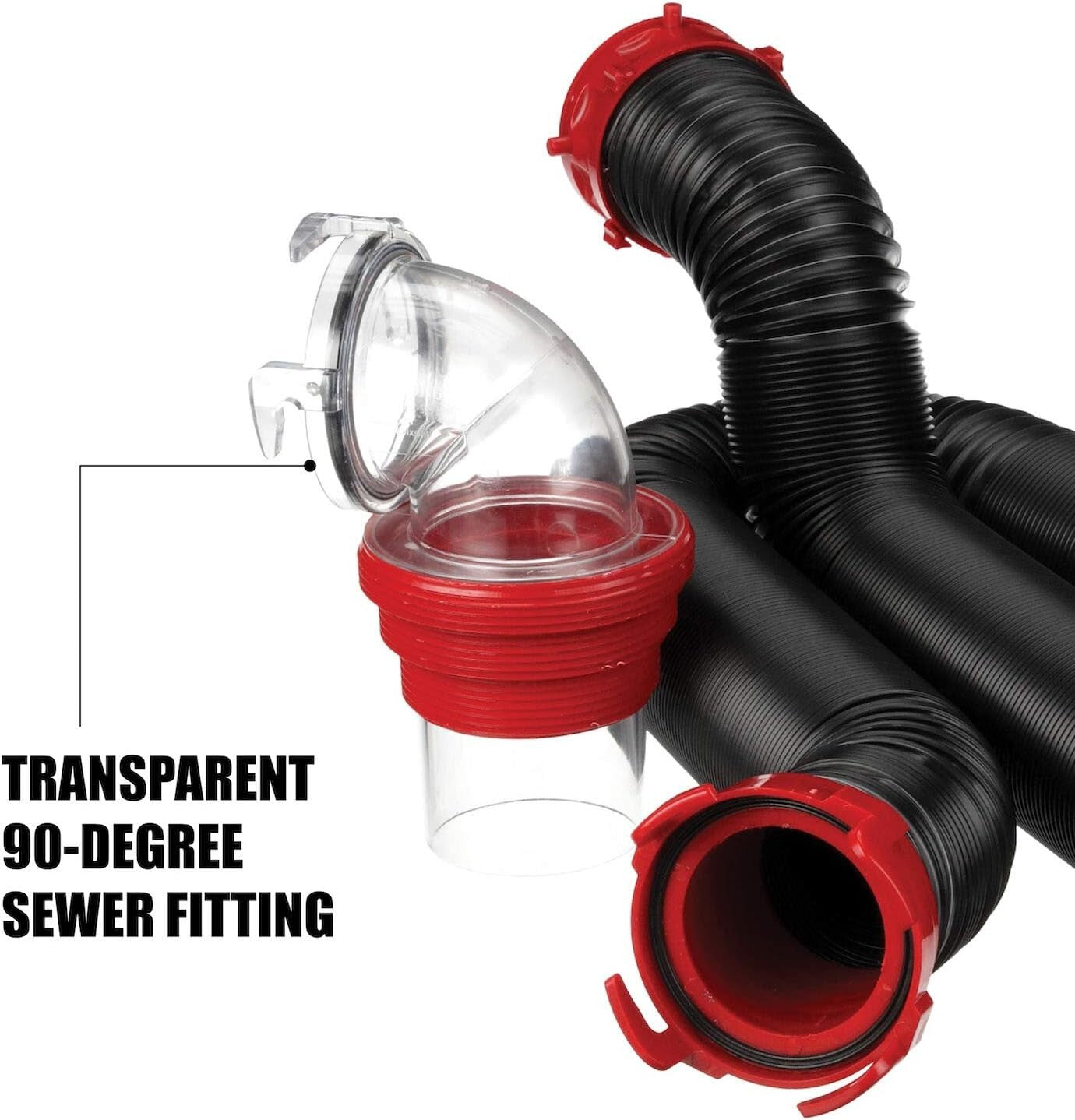 15-Foot Heavy-Duty RV Sewer Hose Kit with ClearView Adapter for Easy Draining