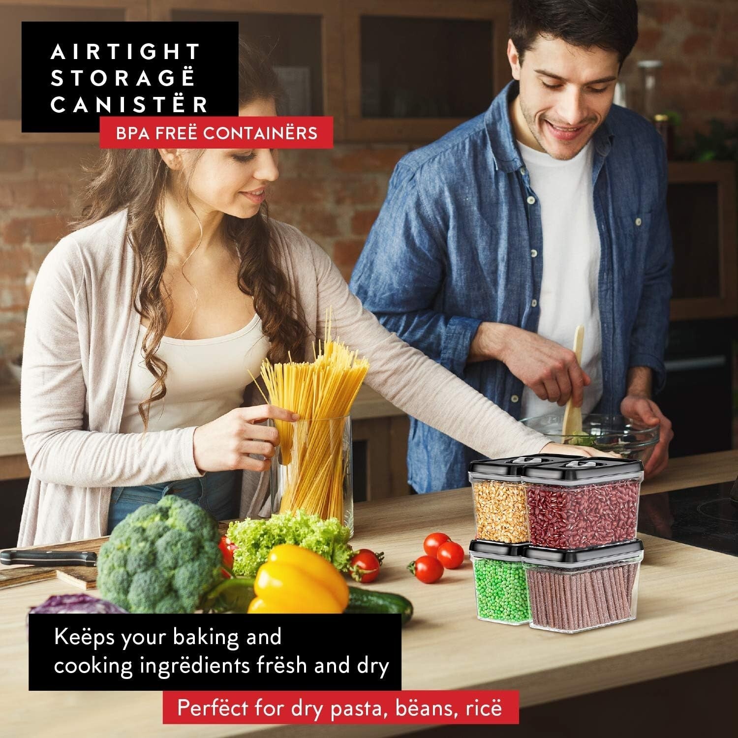 BPA-Free Food Storage Containers - Airtight Canisters for Flour, Sugar, and More